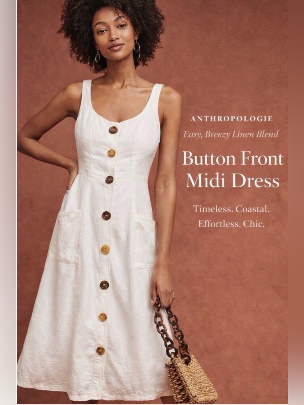 Anthropologie Button Front Midi Dress